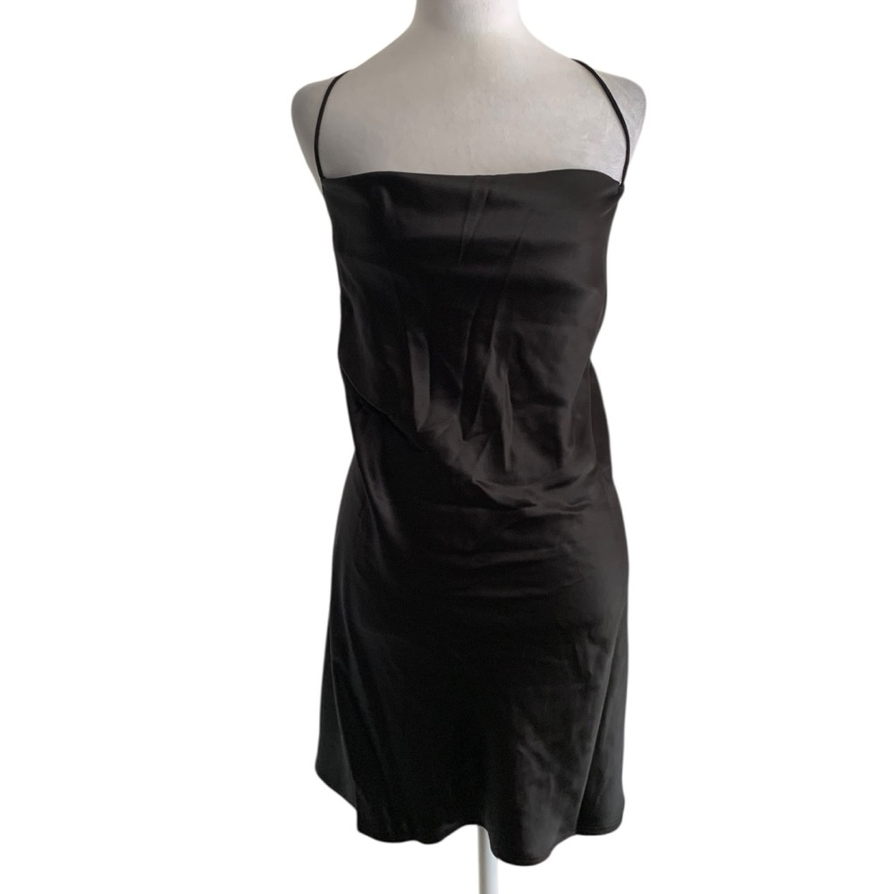 NWT Meshki XXL Black Satin Lace Open Back Sydney Party Club Party Mini Dress